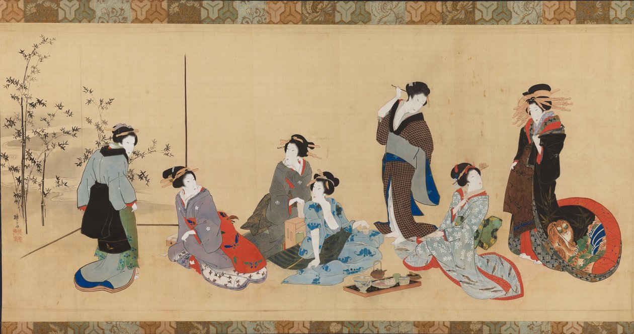 Female Parody of the Seven Philosophers of the Bamboo Forest (Detail) by Teisai Hokuba