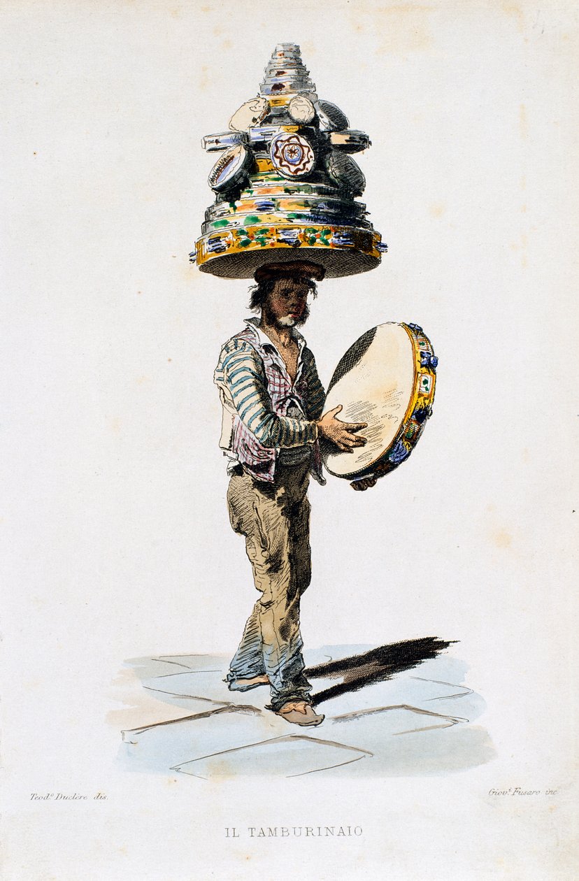 The Tambourine Man, Engraving by Giovanni Fusaro from a Drawing by Teodoro Duclere by Teodoro Duclere