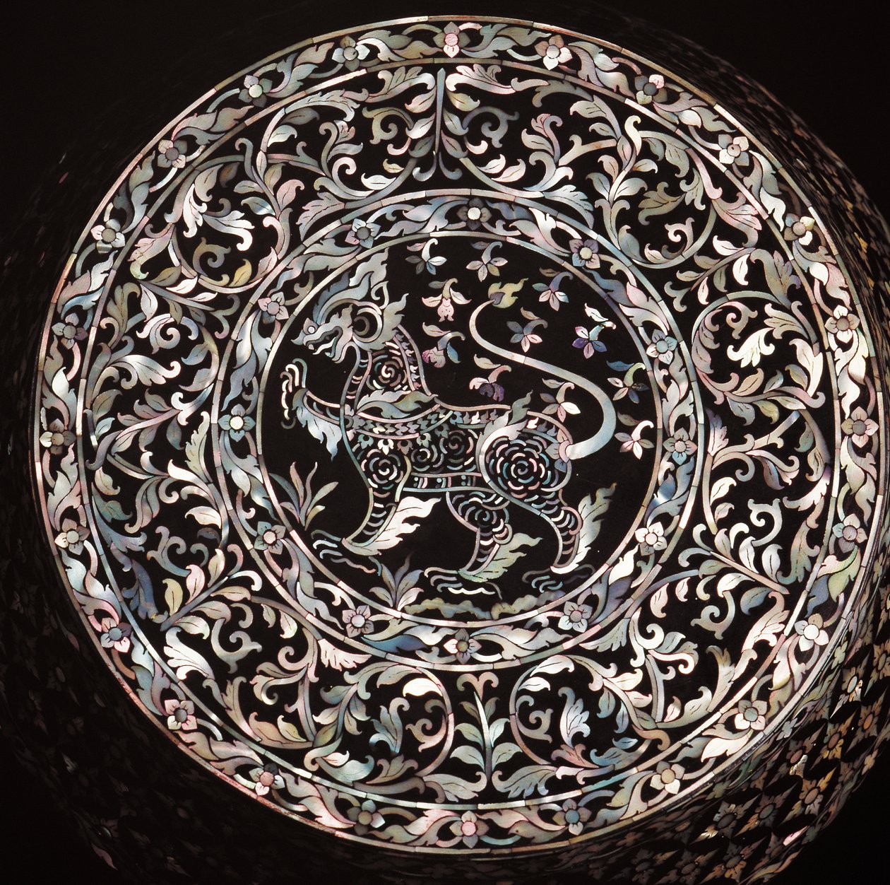 Mother of Pearl Inlaid Box Showing a Singha (Royal Lion) by Thai School