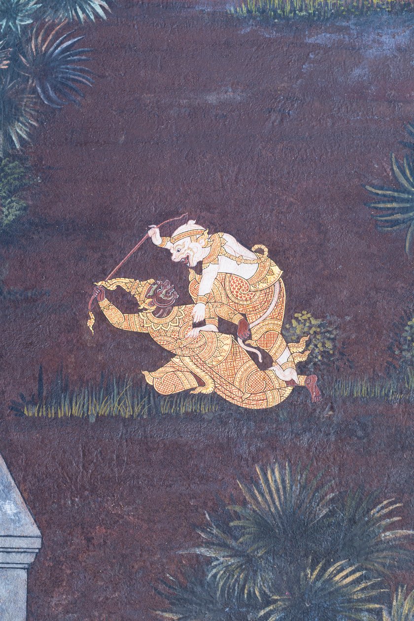 Mural Depicting Scenes from the Ramayana at Wat Phra Kaeo, the Royal Grand Palace, Bangkok, Thailand by Thai School