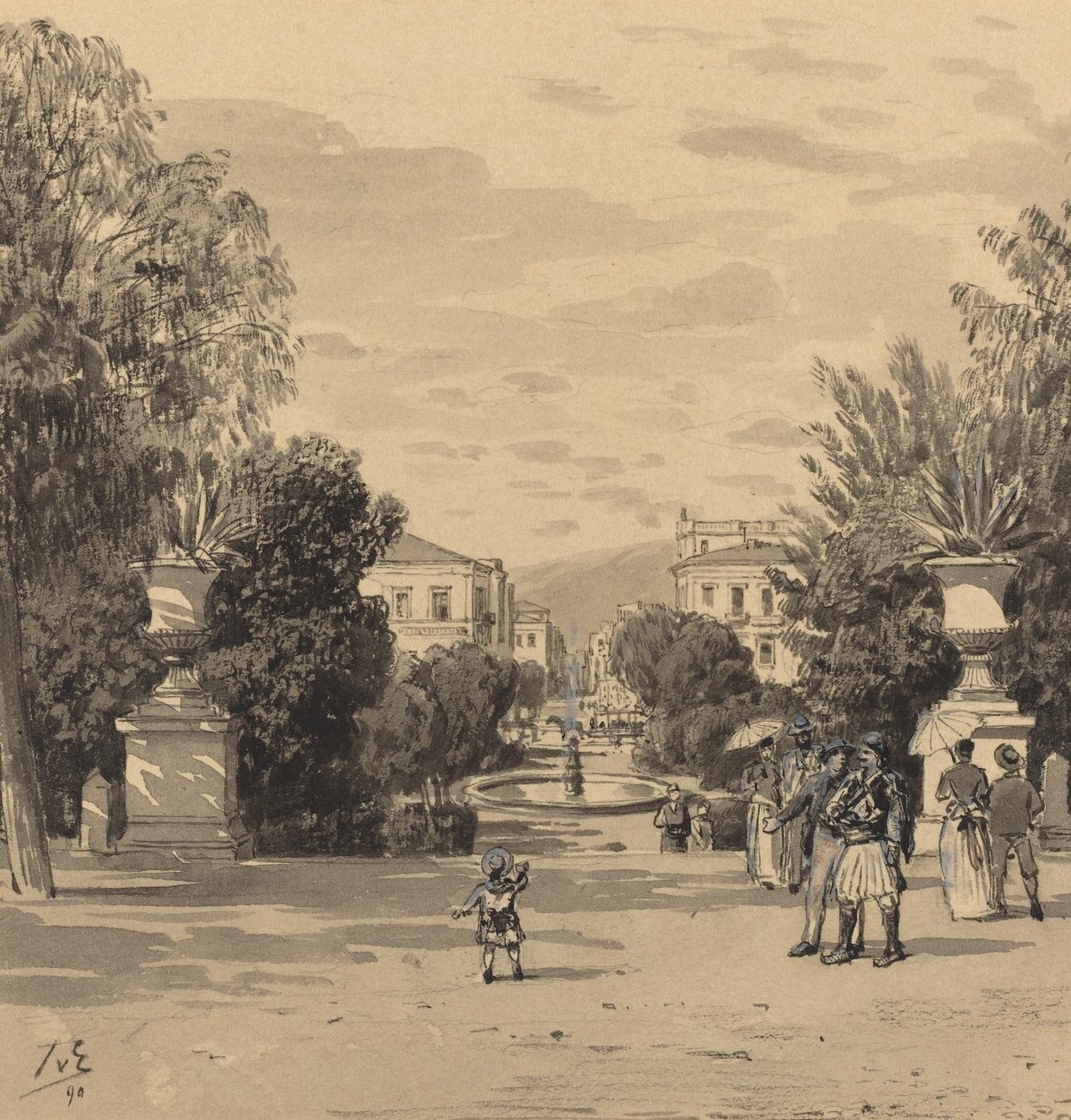 View from the Old Royal Palace of the Hermesstreet, 1890 by Themistocles von Eckenbrecher