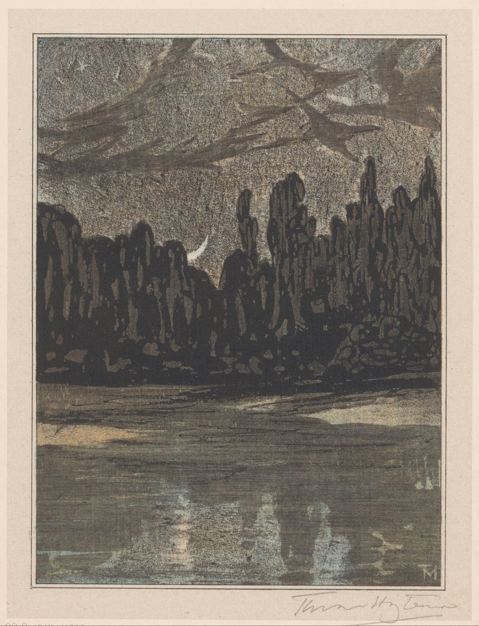 Nocturnal Landscape with Migratory Birds by Theo van Hoytema (signed by artist)