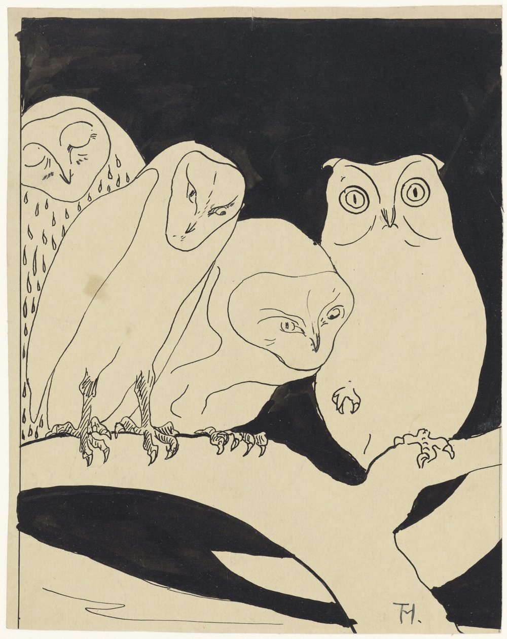 Owls on a Branch by Theo van Hoytema