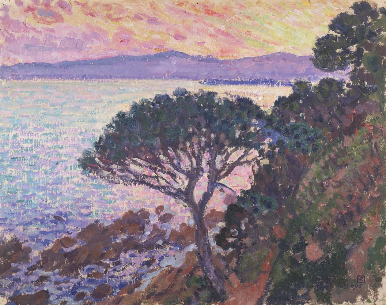 Pine Tree by the Sea at Sunset by Théo van Rysselberghe