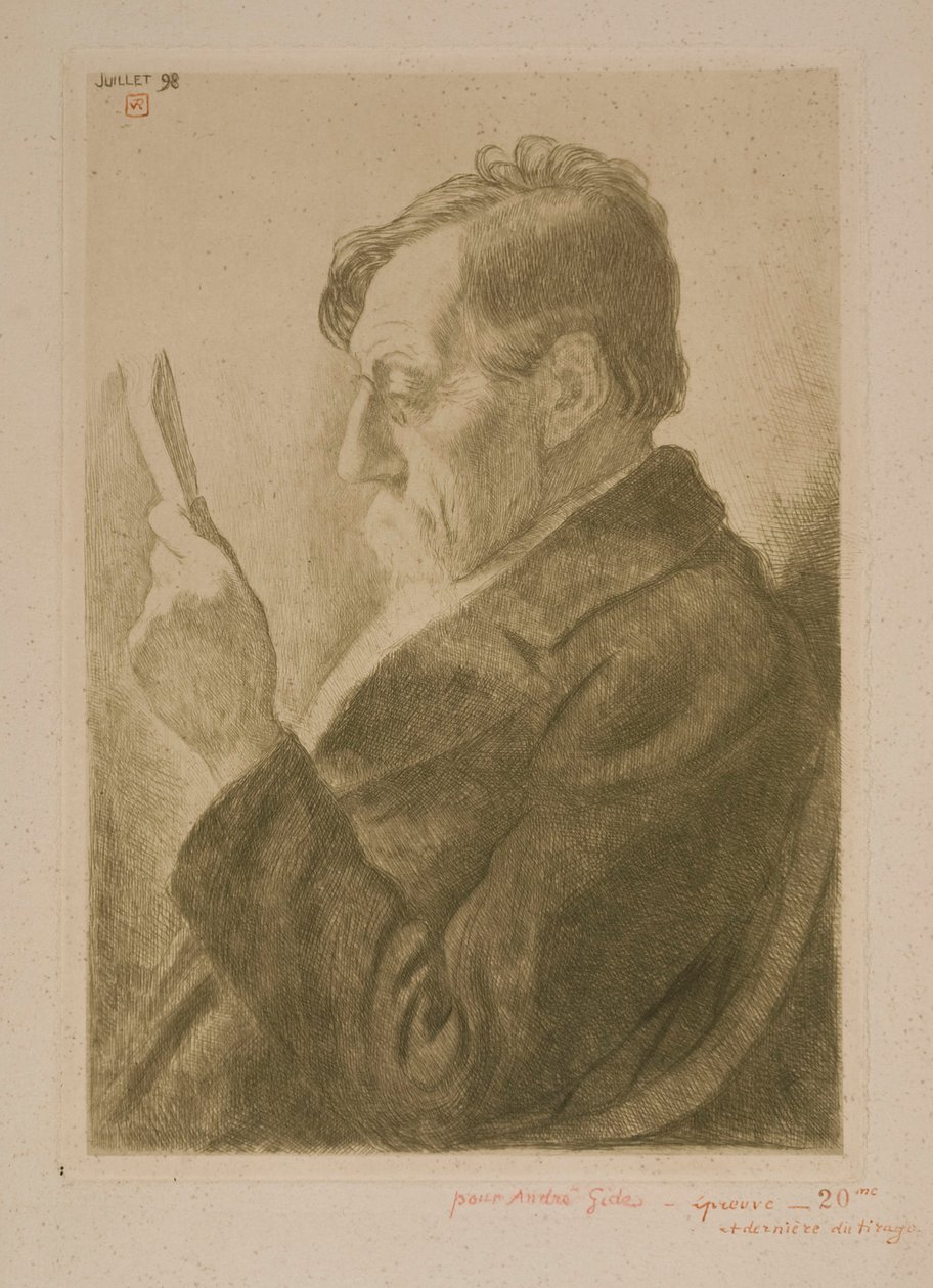 Portrait of the Writer Emile Verhaeren, Reading by Théo van Rysselberghe