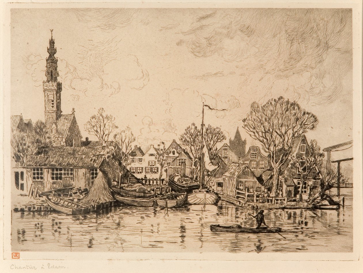 Shipyard in Edam (Netherlands) by Théo van Rysselberghe
