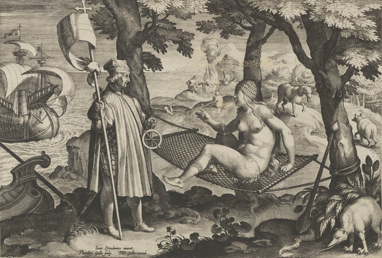 New Inventions of Modern Times [Nova Reperta], The Discovery of America, plate 1 by Theodoor Galle