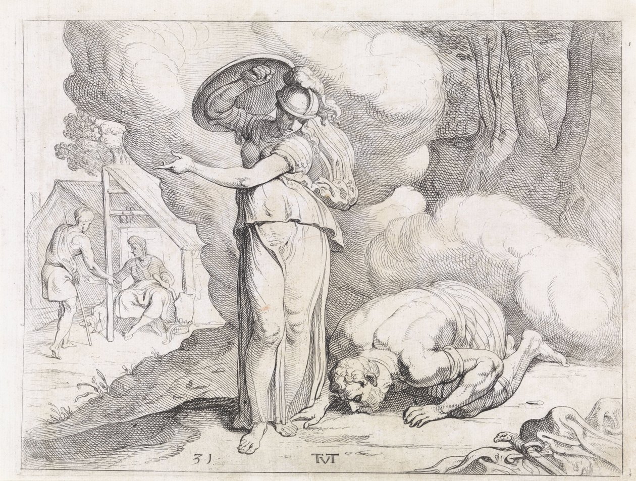 Minerva Shows Ithaca to Odysseus (series title: The Works of Odysseus) by Theodoor van Thulden
