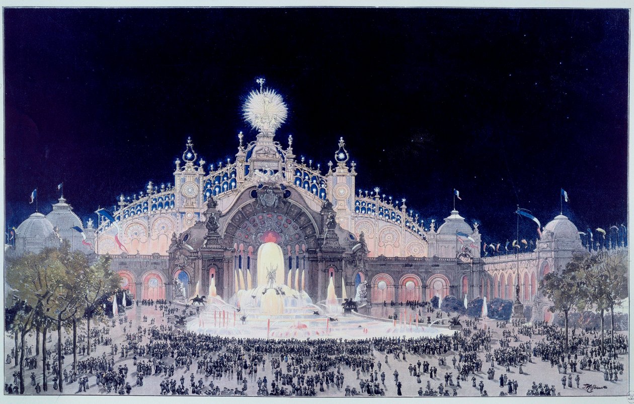 View of the Palace of Electricite and Water Castle in Paris in 1900 by Theodor Josef Hubert Hoffbauer