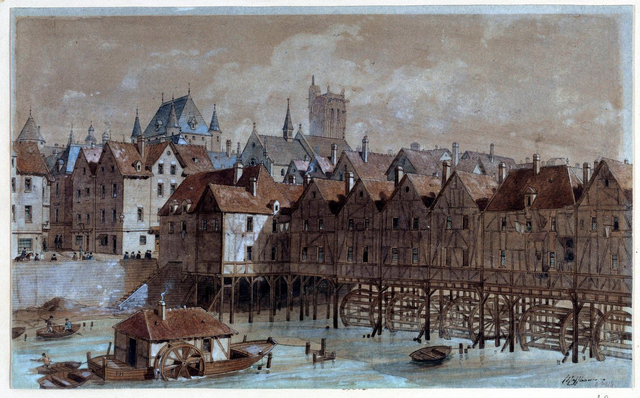 View of the Meuniers Bridge by Theodor Josef Hubert Hoffbauer