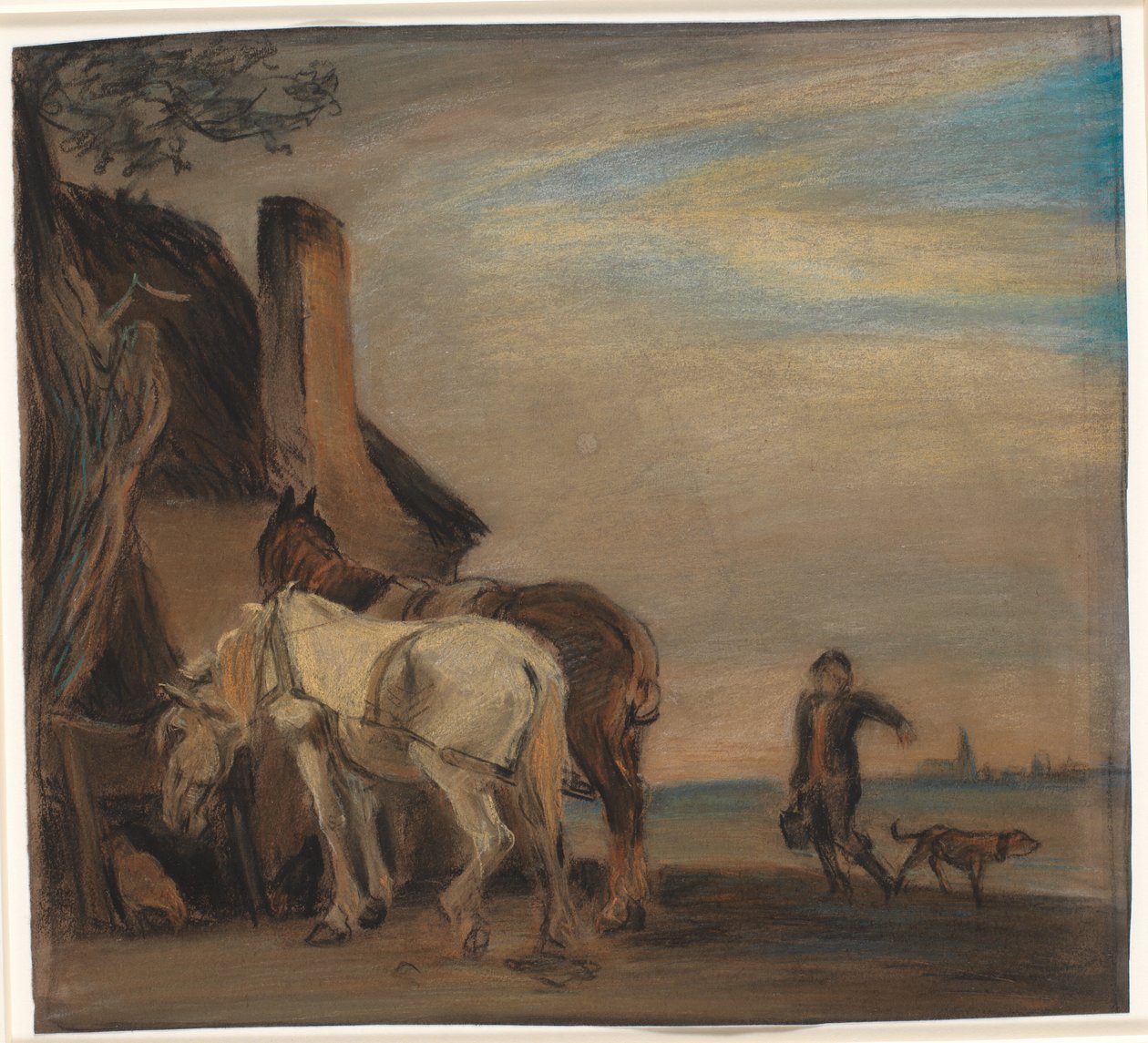 Boy Bringing Water to Two Horses (copy after Paulus Potter