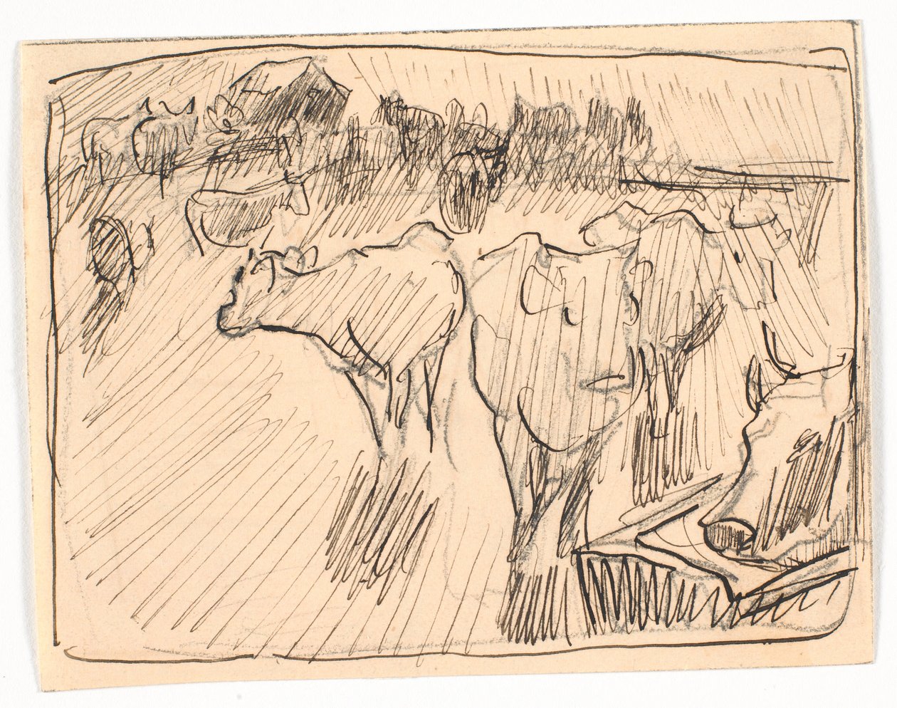 Cows at a Water Trough, the Motif Seen Against the Sun by Theodor Philipsen