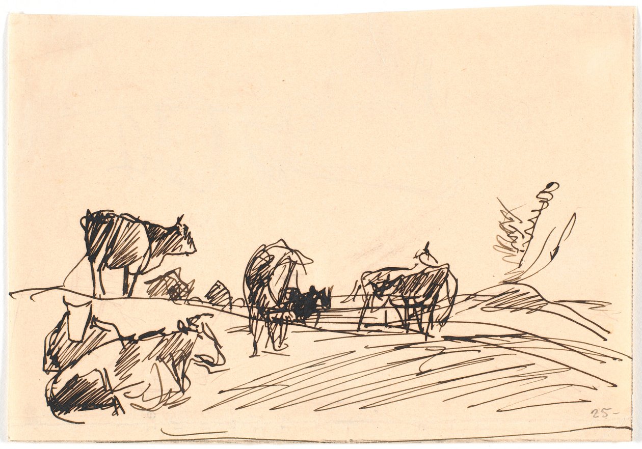 Landscape with Lying and Standing Cows by Theodor Philipsen