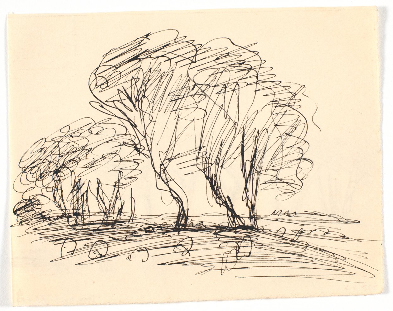 Landscape Sketch with Large Trees by Theodor Philipsen