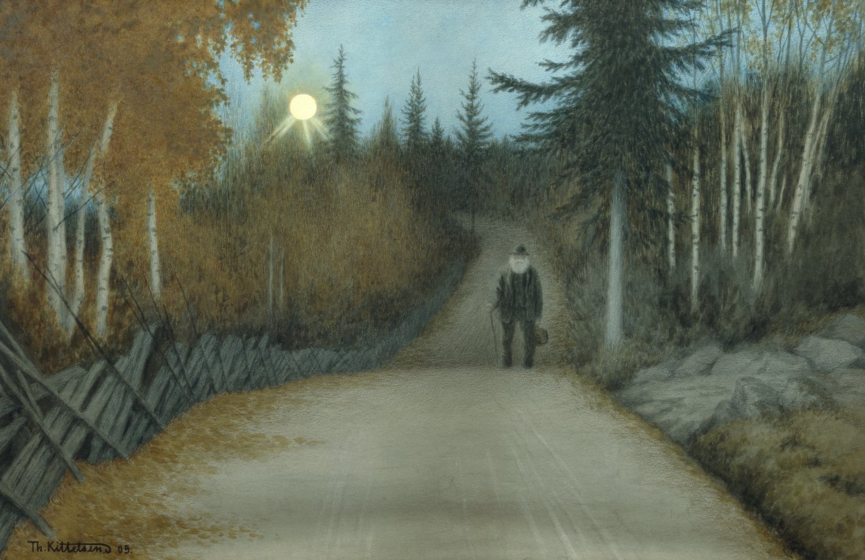 On the way home by Theodor Kittelsen