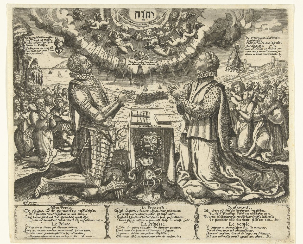 William of Orange and Charlotte of Bourbon Kneeling in a Landscape by Theodor de Bry (attributed to)