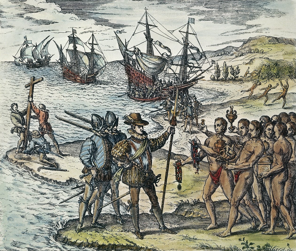 Columbus Landing in the Indies. 1594 by Theodor de Bry