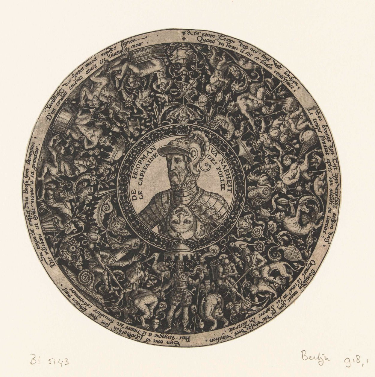 Medallion with Bust of the Captain of Folly, Theodor de Bry, ca. 1577 - ca. 1578 by Theodor de Bry