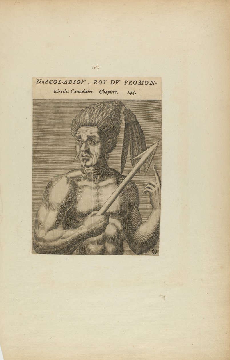 Nacol-Absov, King of the Promontory of... (from book, Les Vrais Pourtraits et Vies des Hommes Illustres) by Theodor de Bry