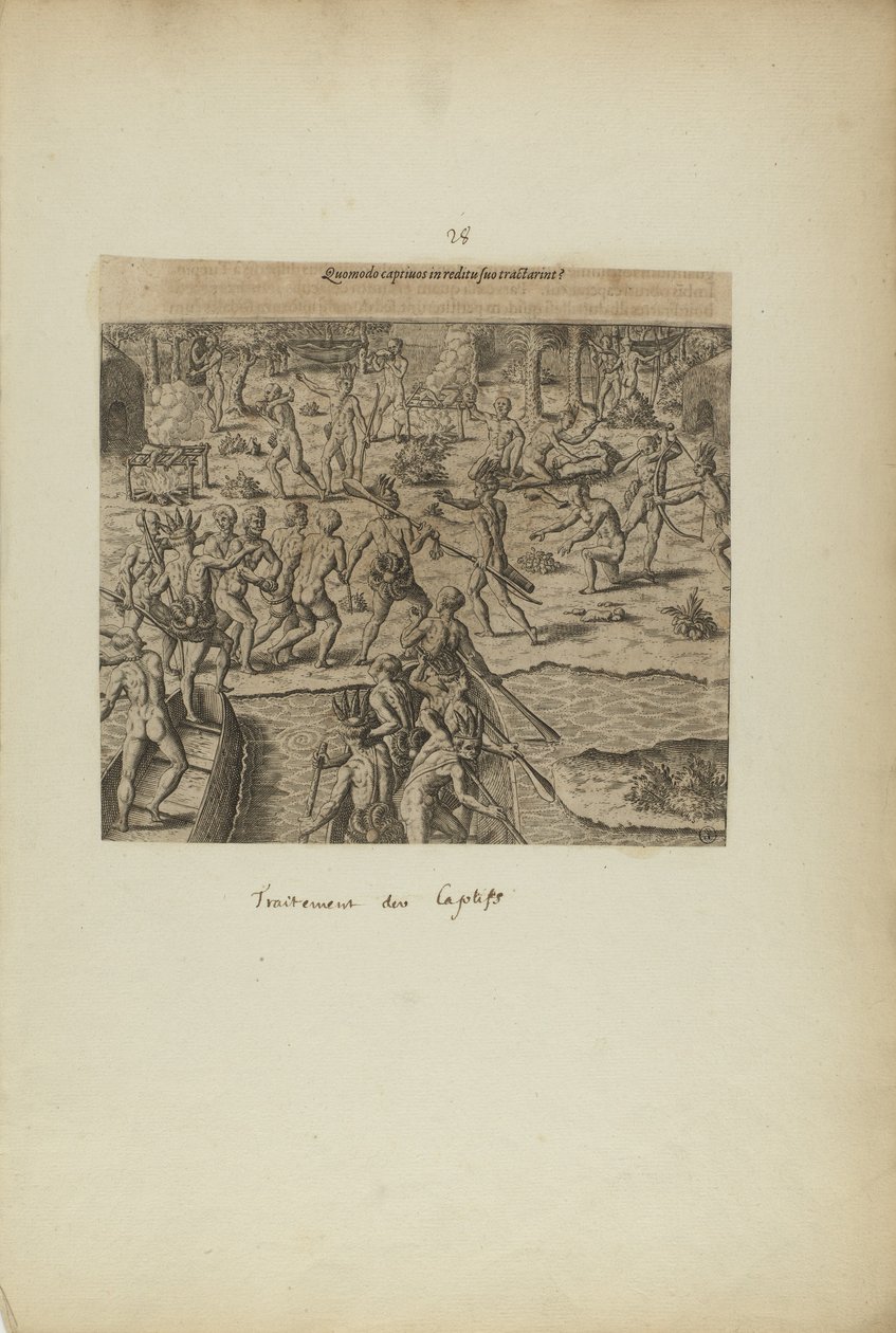 How They Treated Captives on Their Return (from book, Americae, part three) by Theodor de Bry