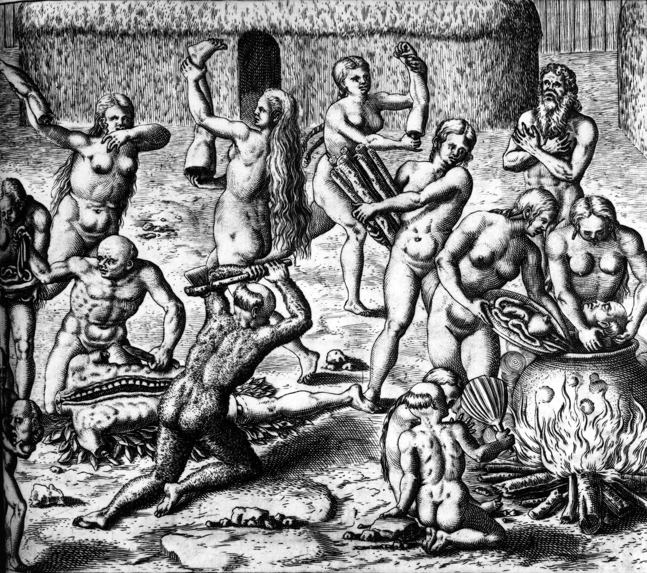 Scene of cannibalism by Theodor de Bry