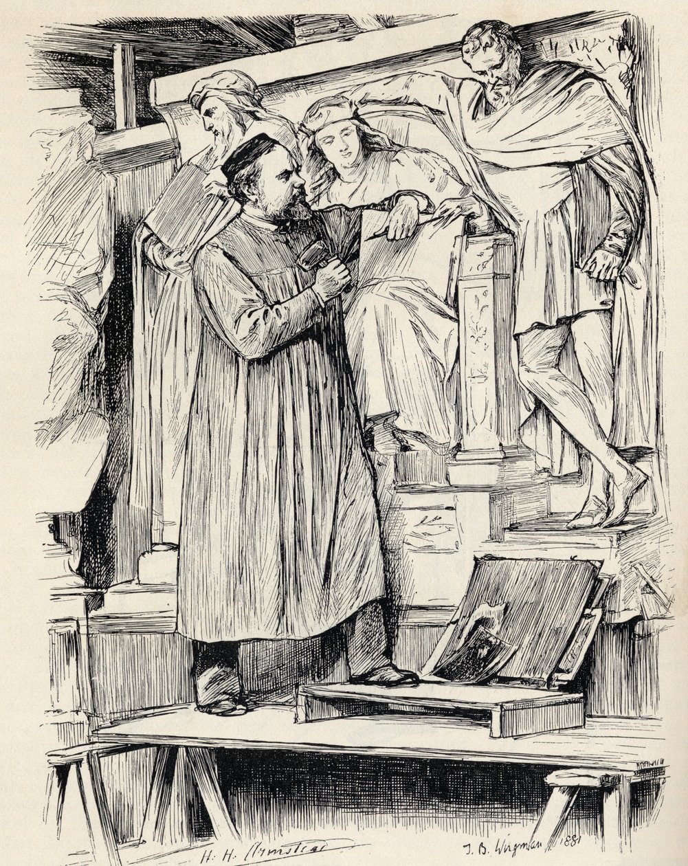 Armstead at Work, Engraving after a Drawing by Wirgman, from 'The ...