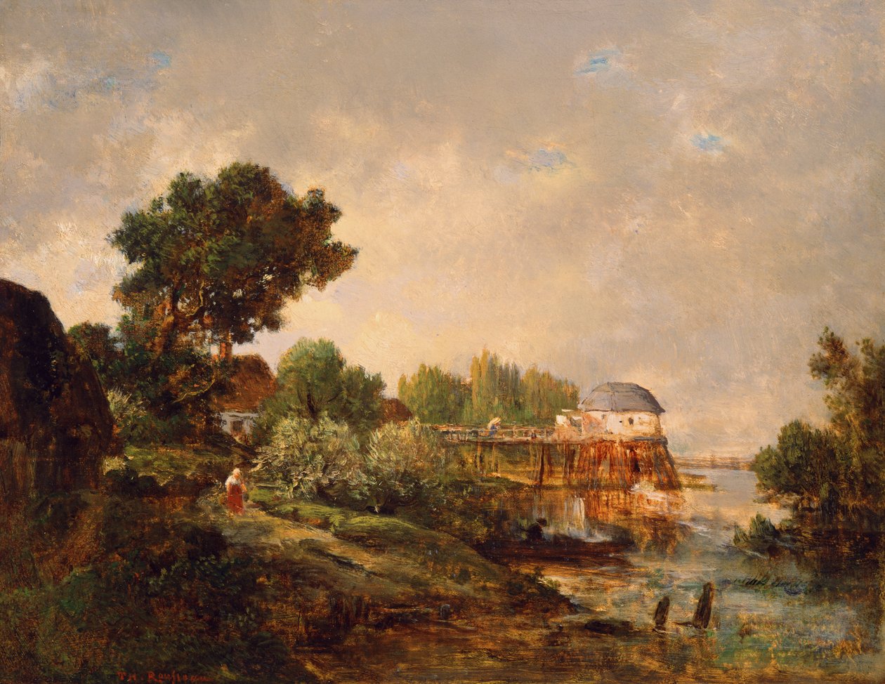 The Old Mill at Saint-Ouen, Paris, France by Pierre Etienne Theodore Rousseau