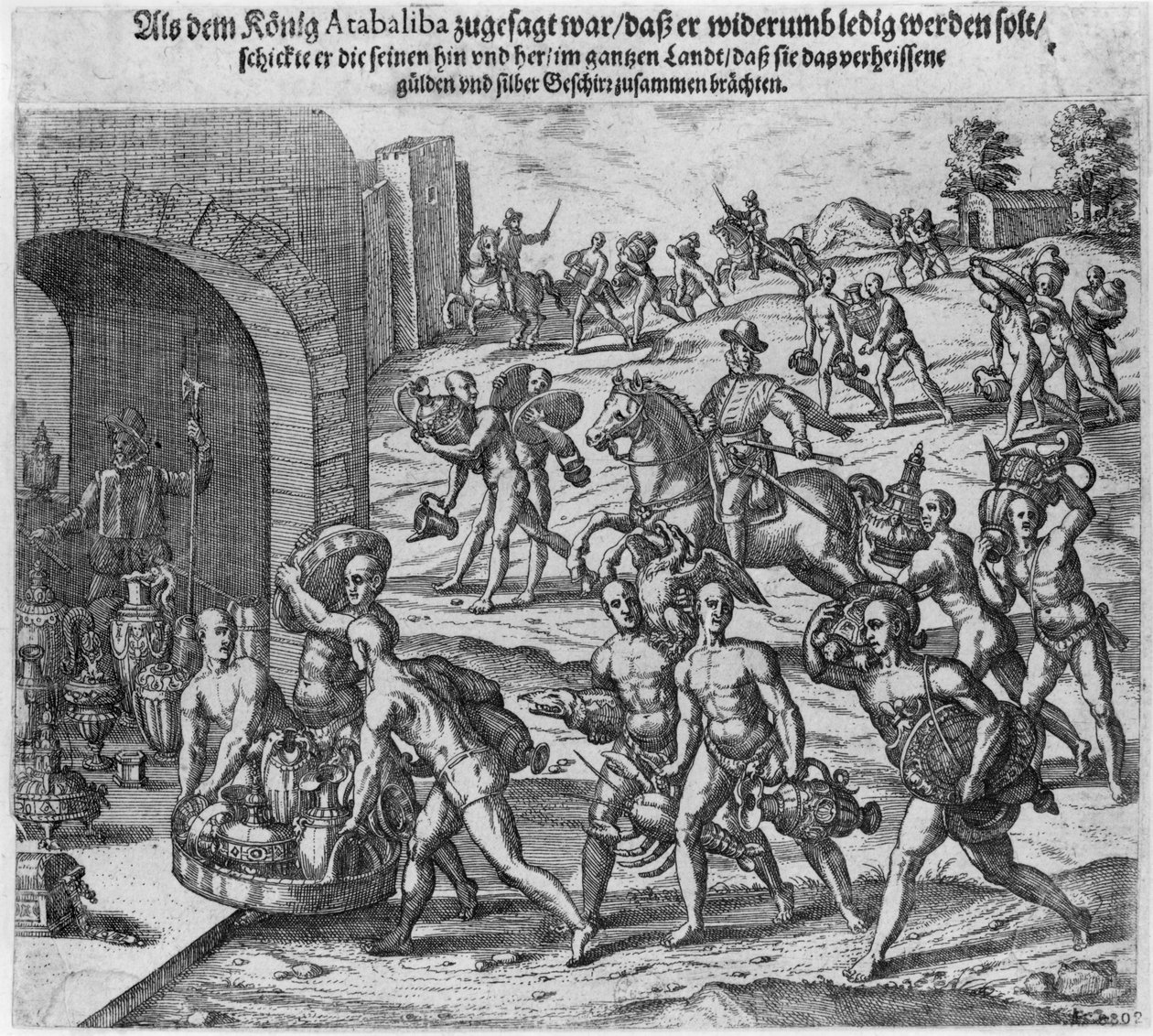 The Ransom King Atahualpa Offered to Francisco Pizarro by Theodore de Bry