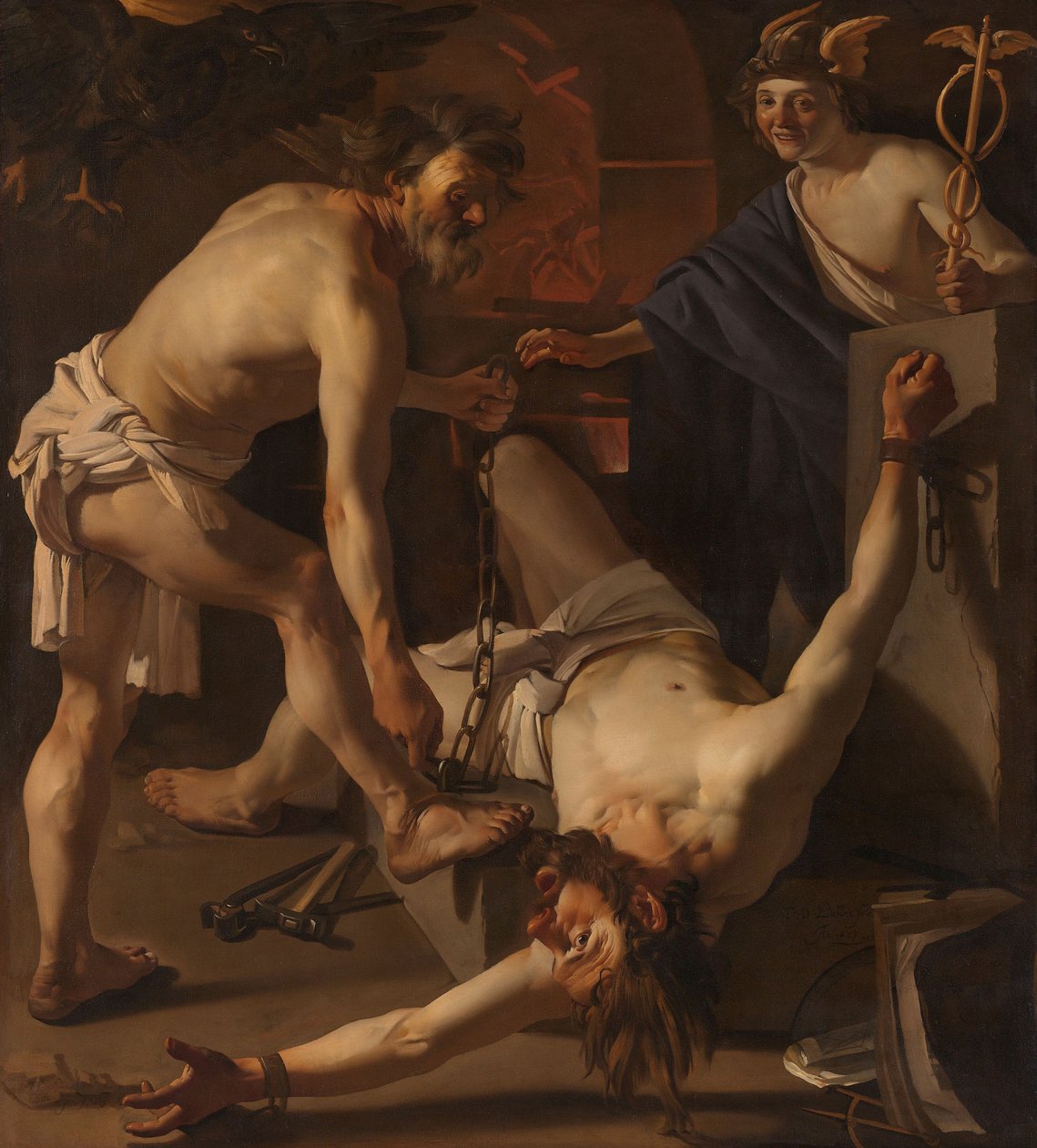 Prometheus Being Chained by Vulcan by Theodore van Baburen