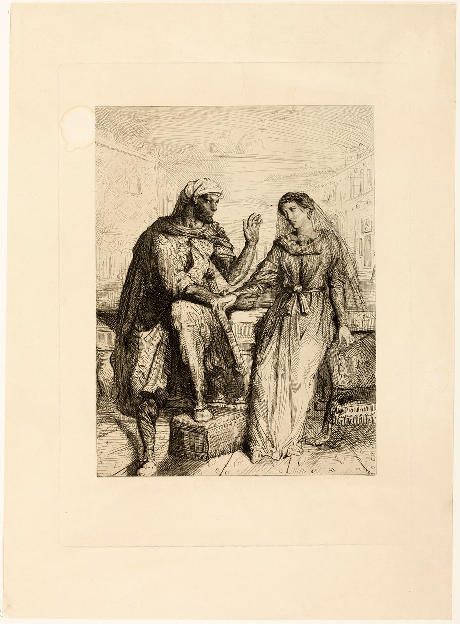She Thanked Me, plate two from Othello by Théodore Chassériau