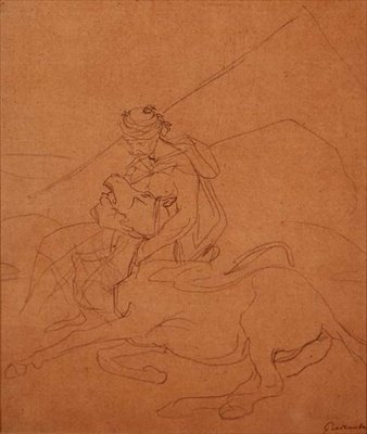Arab Holding the Head of His Dying Horse by Theodore Gericault
