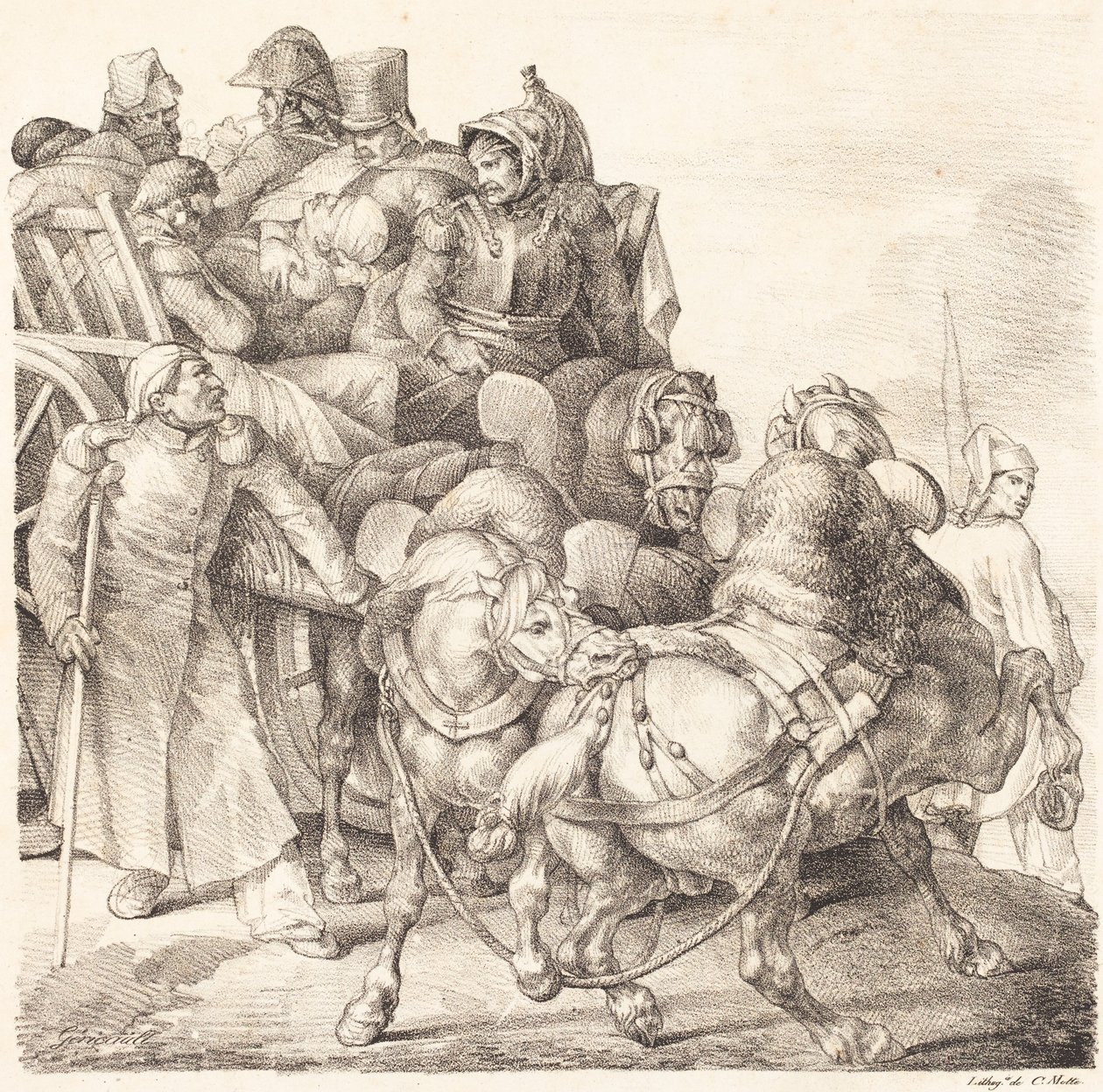 Cart Filled with Wounded Soldiers by Theodore Gericault