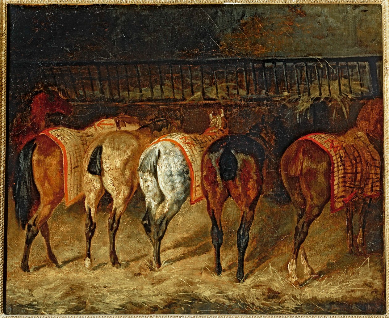 Five Horses Seen from Behind in a Stable by Theodore Gericault