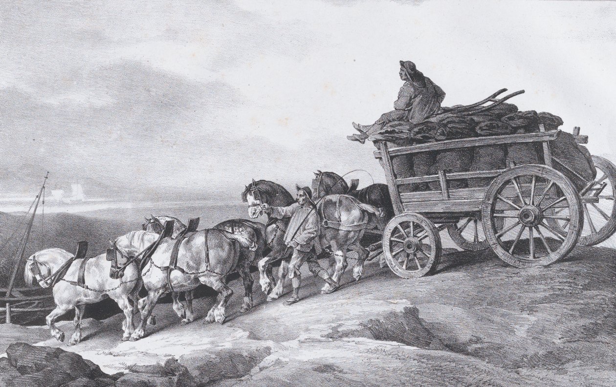 Coal Wagon Drawn by Horses by Theodore Gericault