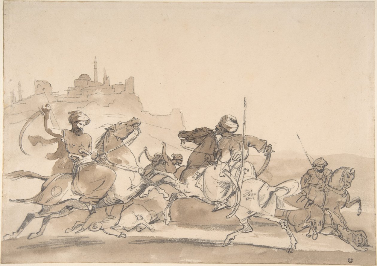 Combat of Oriental Horsemen by Theodore Gericault