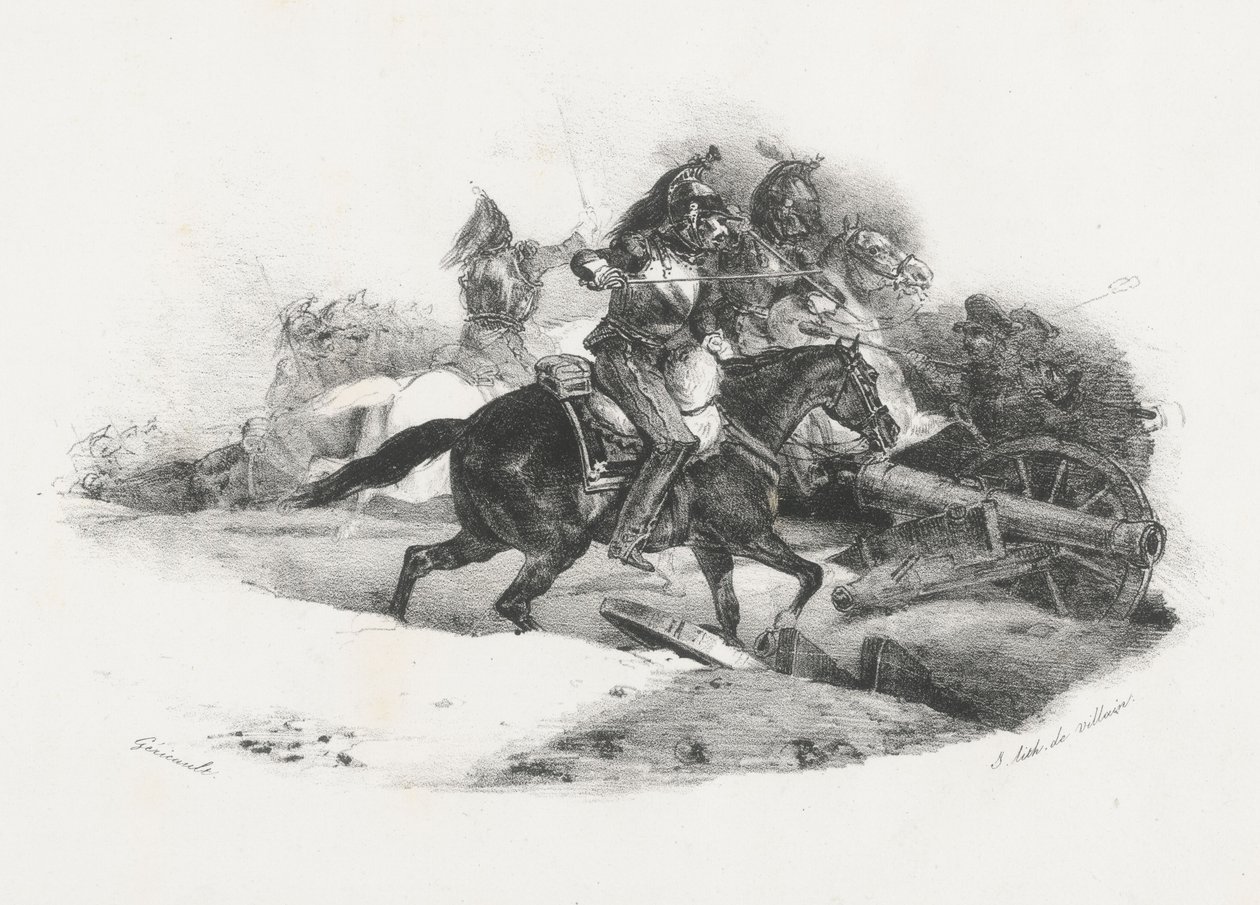 Cuirassiers Charging An Artillery Battery by Theodore Gericault