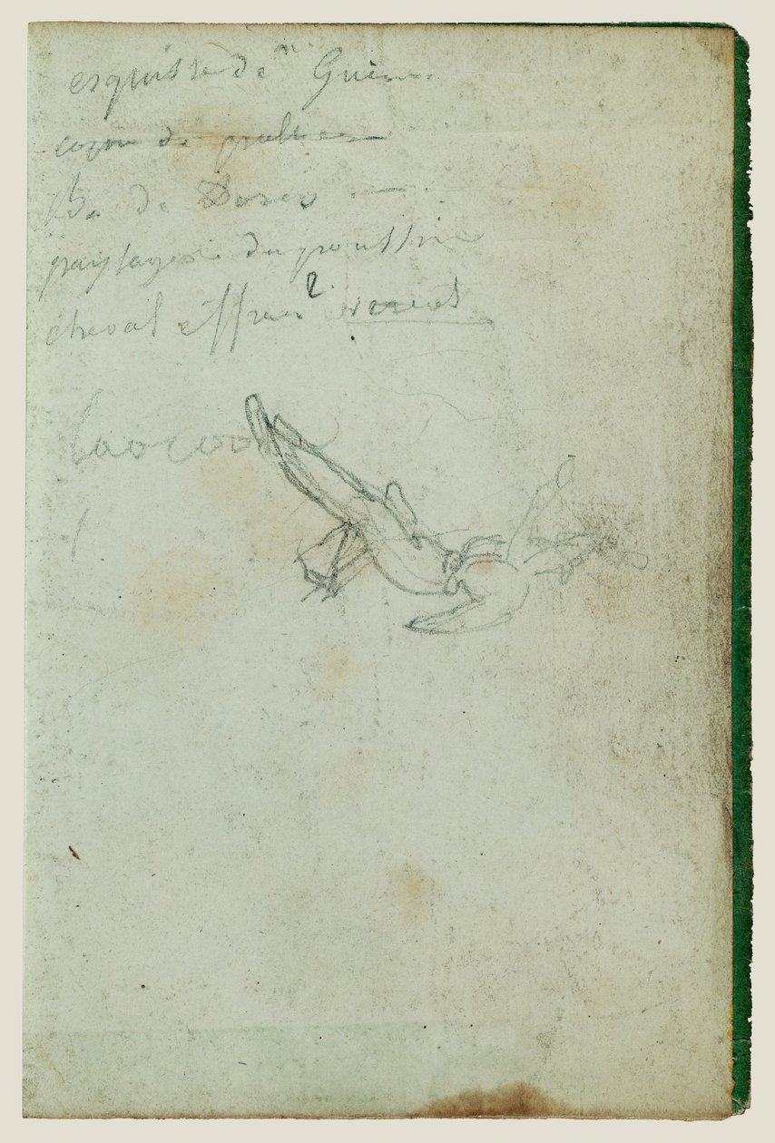 Figure Study and Inscriptions by Theodore Gericault