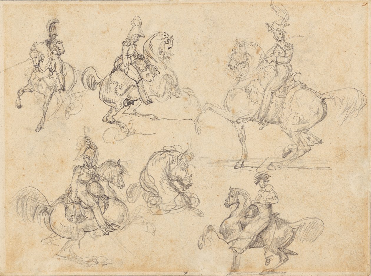 Horses and Riders (front); Horses (back) by Theodore Gericault