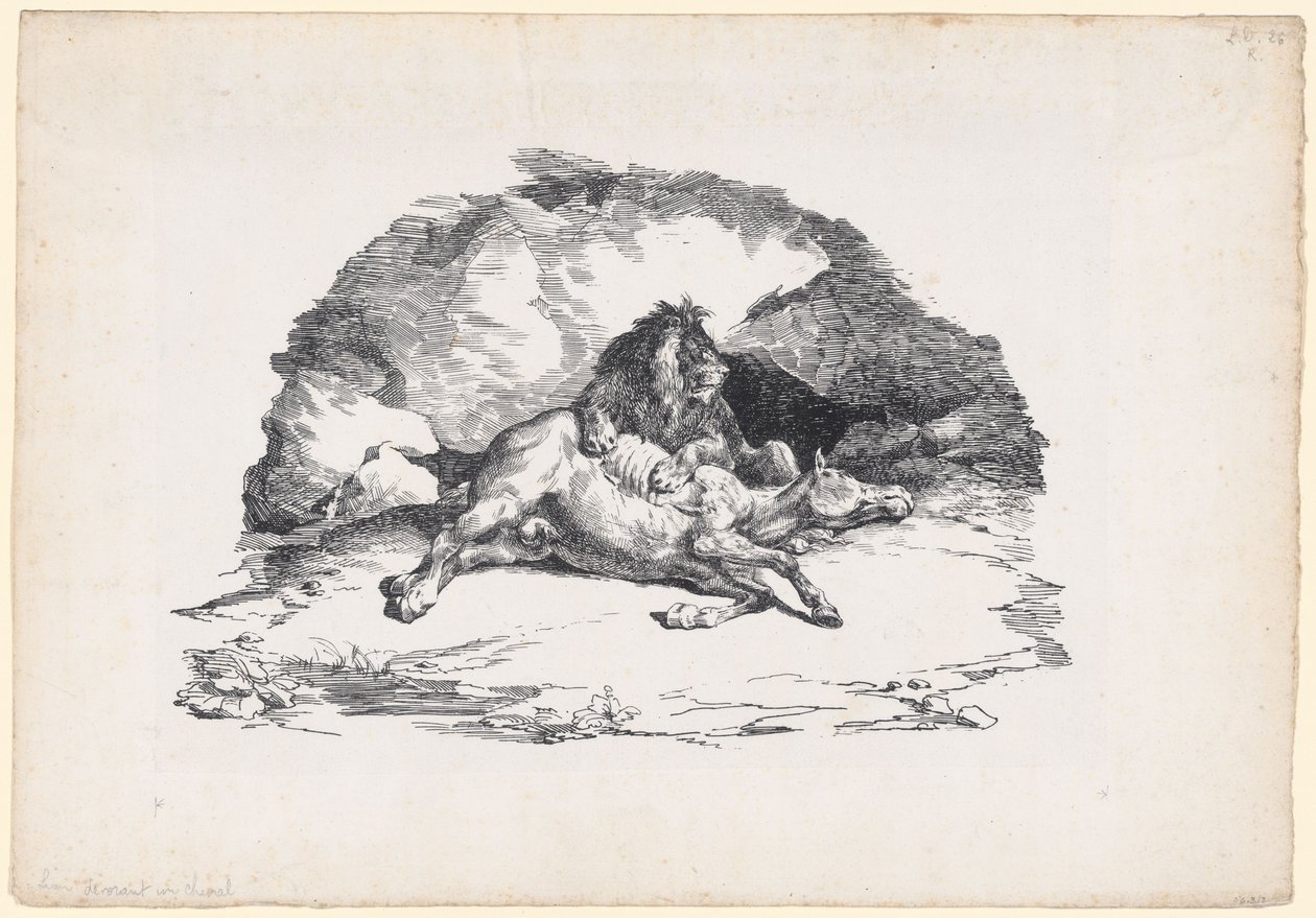 A Lion Devouring a Horse by Theodore Gericault