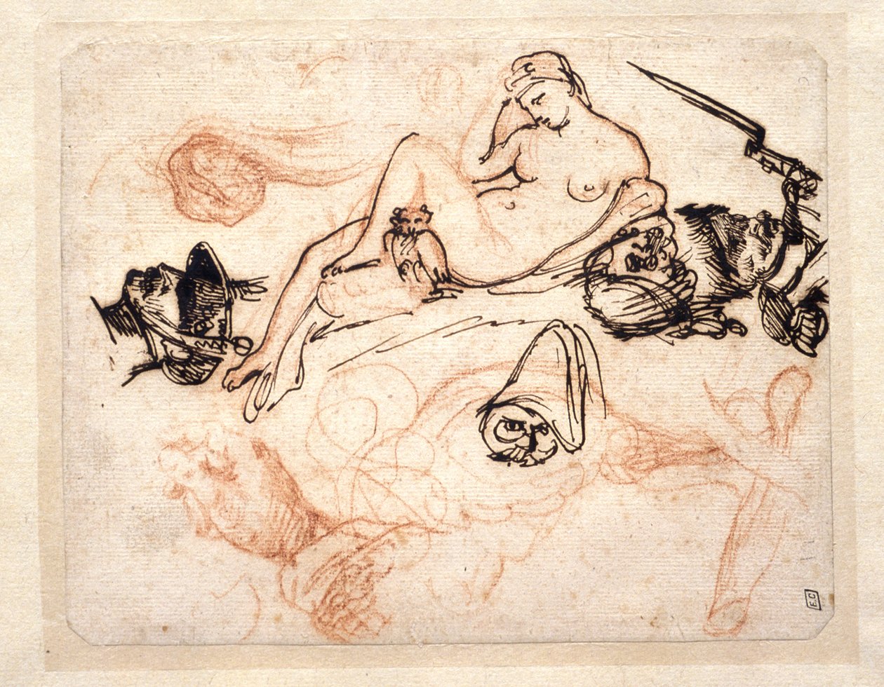 Sheet of Studies with Michelangelo
