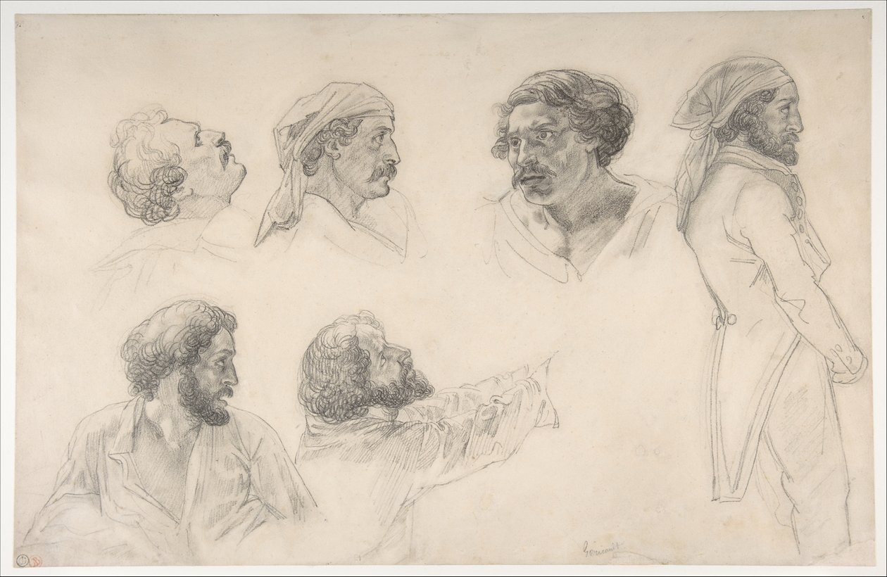 Six Studies for Corréard and Savigny in the "Raft of the Medusa" by Theodore Gericault