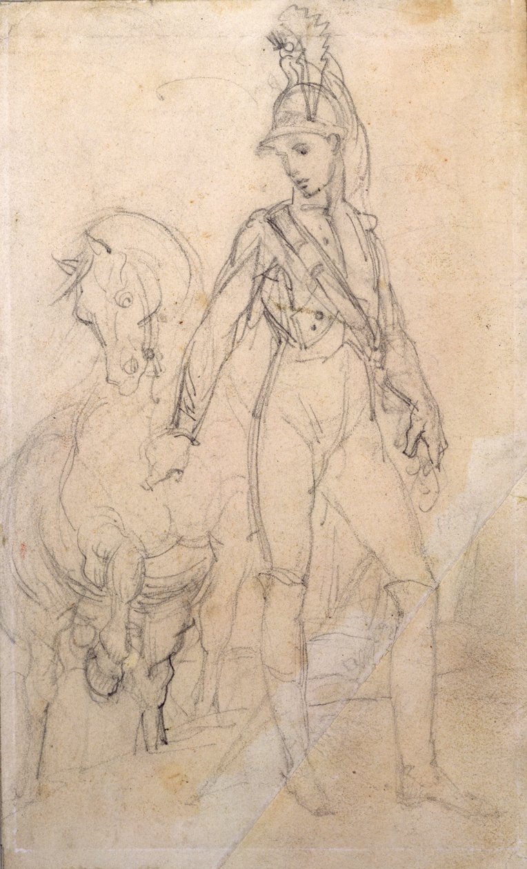 Study of a Dragoon and His Horse by Theodore Gericault
