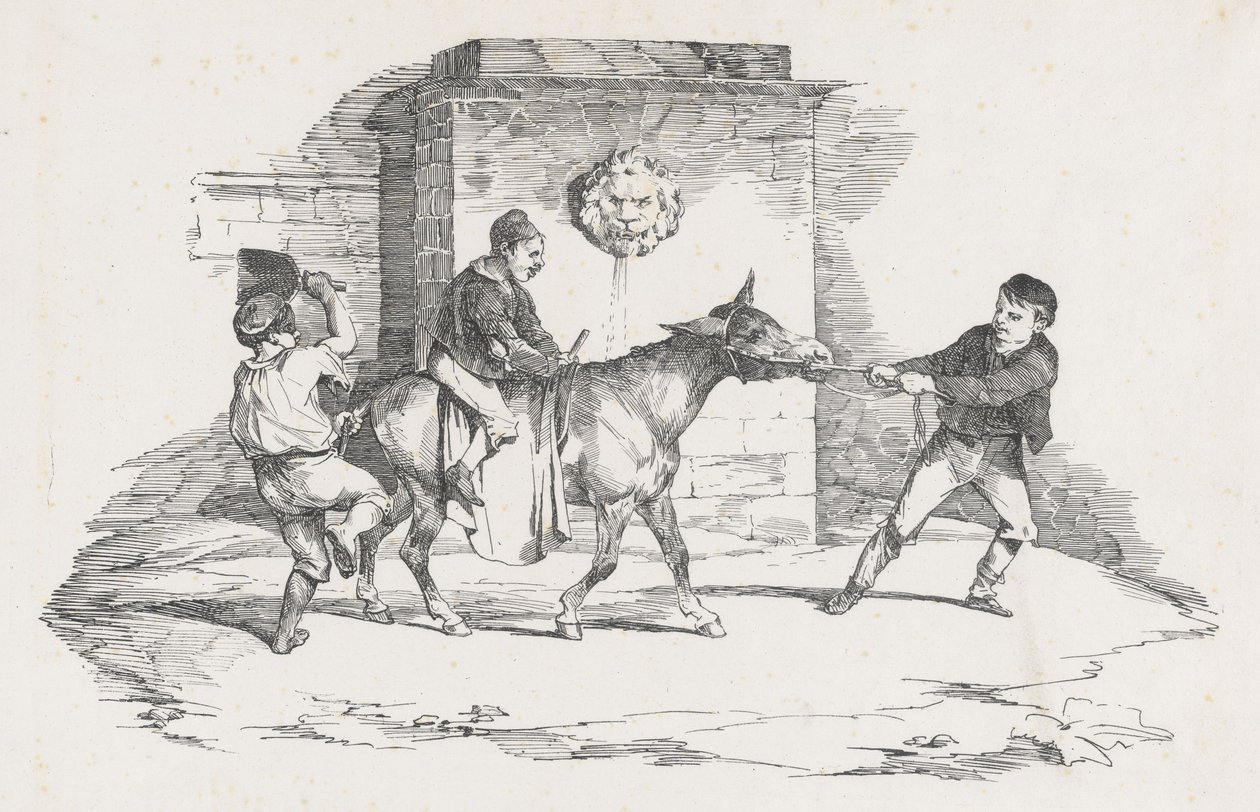 Three Children Playing with a Donkey by Theodore Gericault