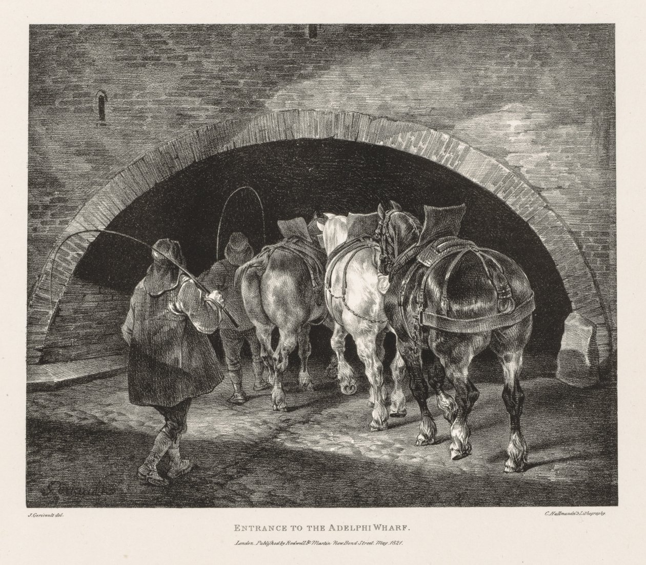 Various Subjects Drawn from Life and on Stone: Entrance to Adelphi Wharf by Theodore Gericault