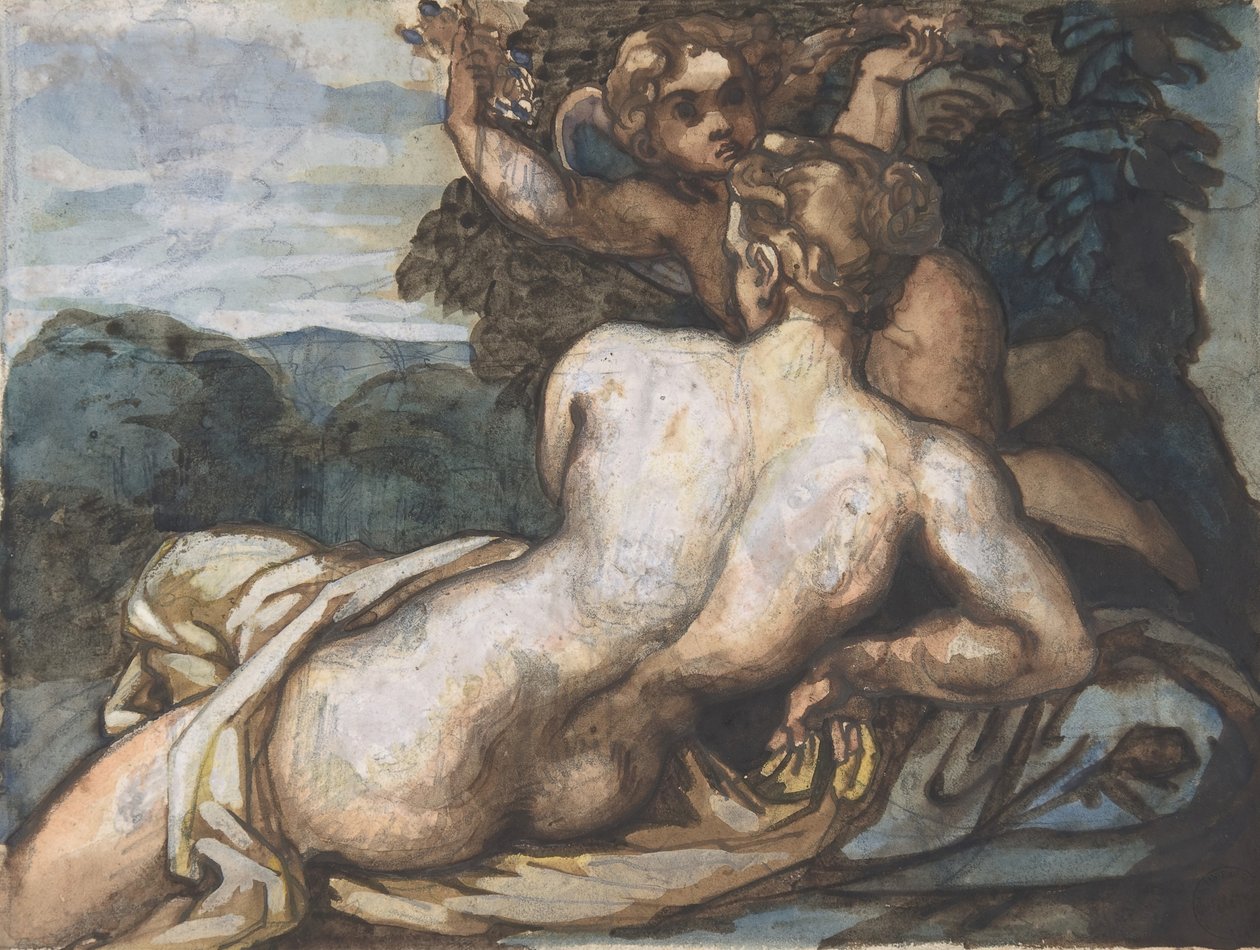 Venus and Cupid in a Landscape (after Annibale Carracci) by Theodore Gericault