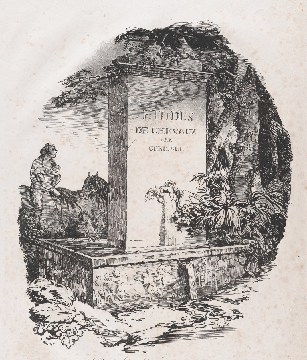 Watering Trough, Title Page of Studies of Horses Etudes de Chevaux by Theodore Gericault