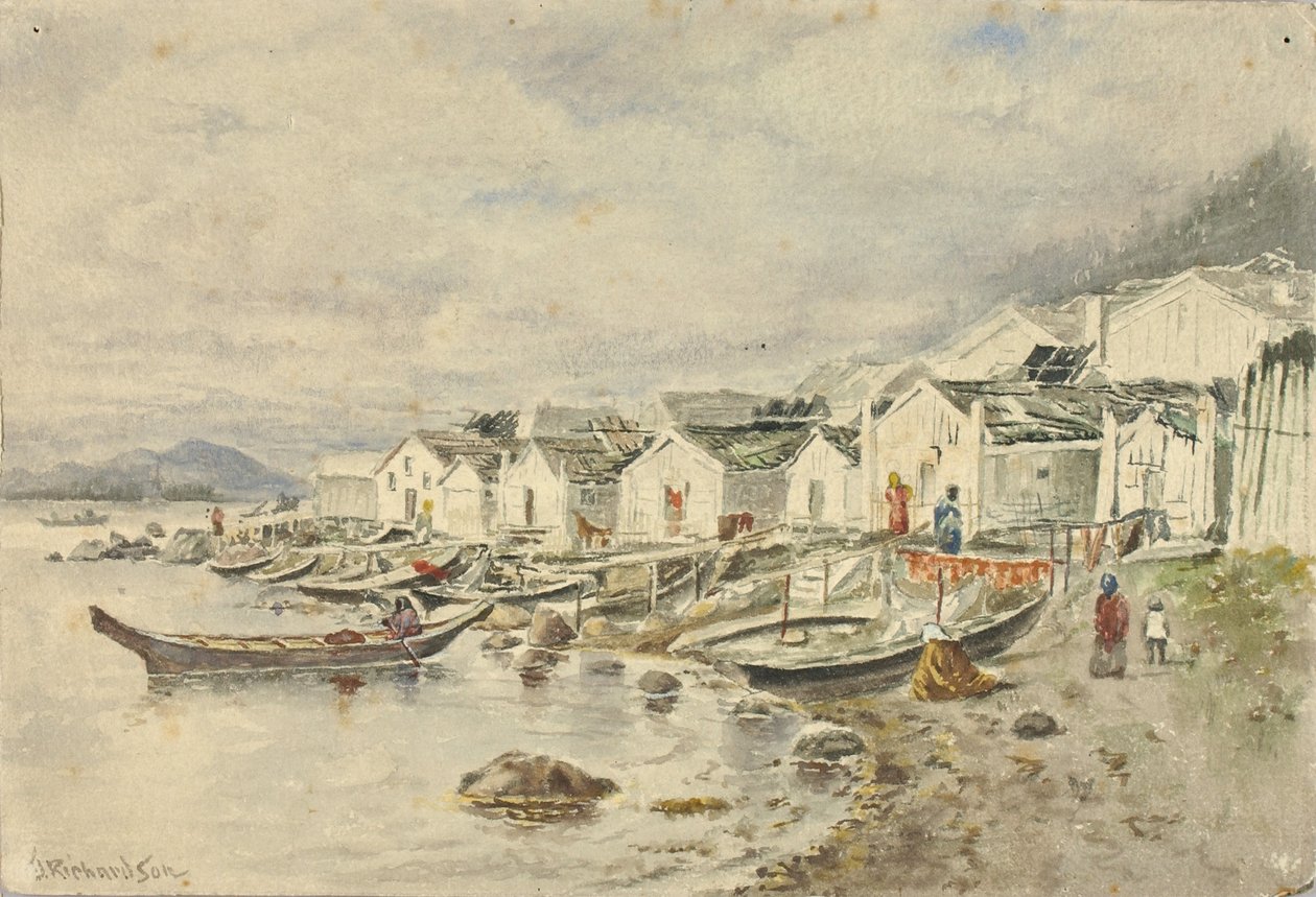 The Ranch Native Village, Sitka, 1884 by Theodore J. Richardson