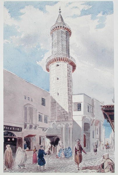 The Minaret of the Mosque on Rue de Chartres and Rue Bab-Azoun, Algiers by Theodore Leblanc