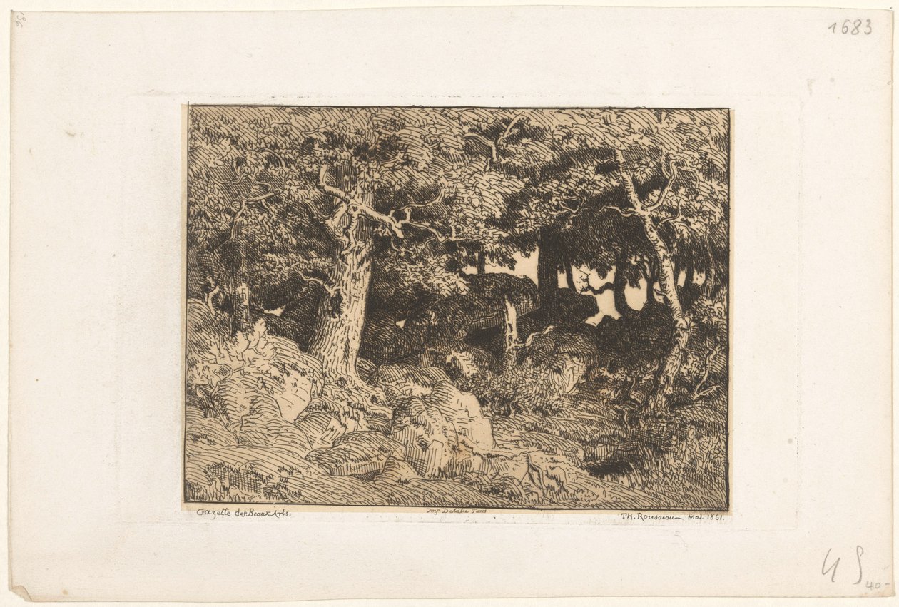 Oak Trees on Rocks by Theodore Rousseau