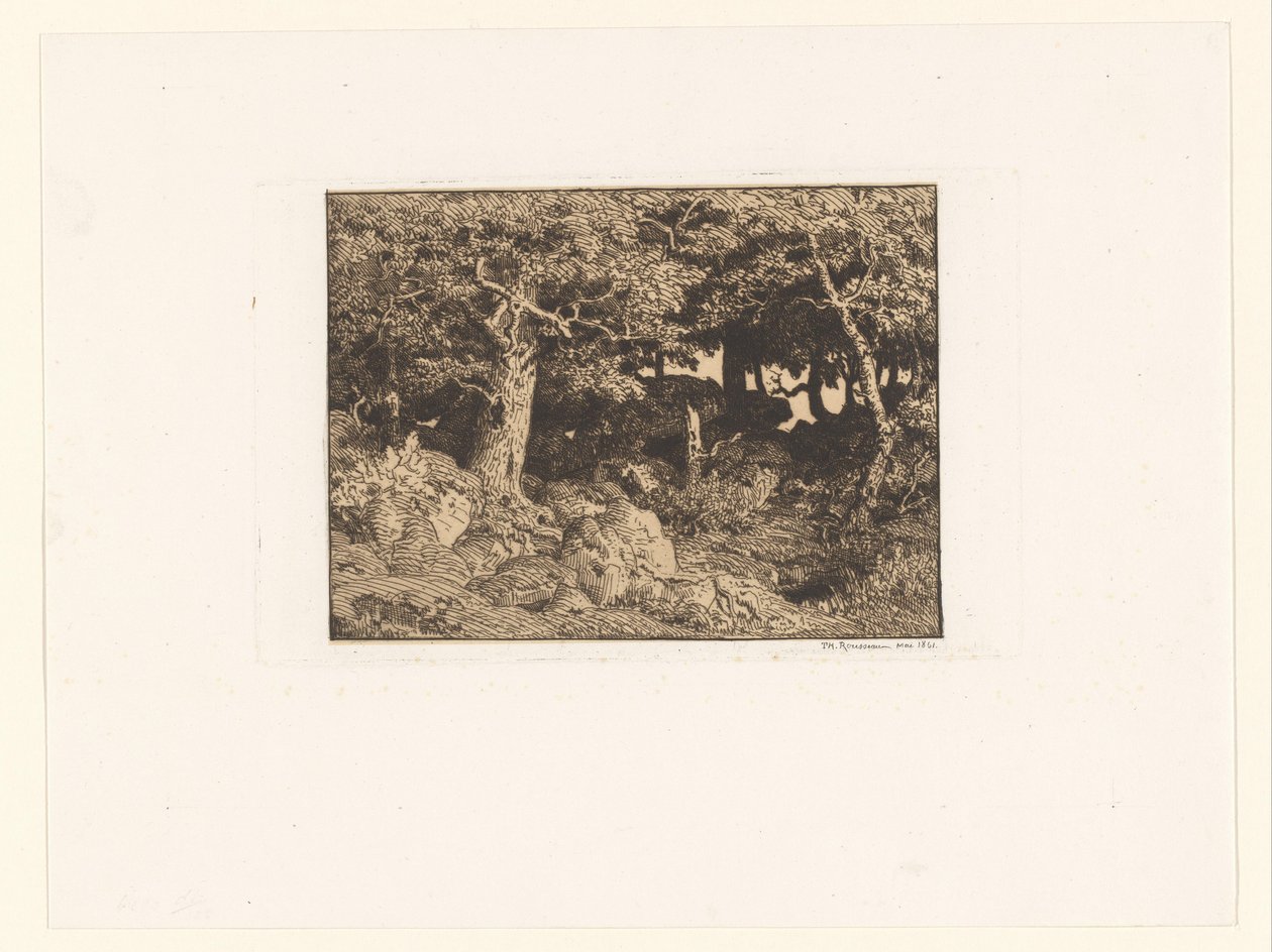 Oak Trees on Rocks by Theodore Rousseau